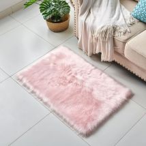 Teppich für Schlafzimmer, Shaggy Schafspelz Teppich Anti-Rutsch, Fluffy Soft Deko Stuhlkissen Rosa - 40x40cm