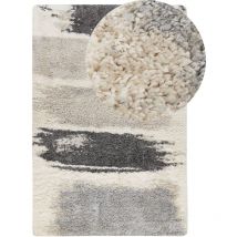 Beliani - Teppich Weiß / Grau 200 x 300 cm Rechteckig Langflor Hochflor Shaggy Abstraktes Muster Abstrakter Teppich für Wohnzimmer Schlafzimmer Flur