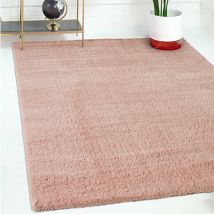 Teppich Kurzflor einfarbig Modern Flauschig Weich Microfaser, für Wohnzimmer, Schlafzimmer, küche,120x170, Rosa
