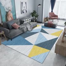 Jn.songs - Teppich Wohnzimmer Kurzflor Modern Geometrisches Design für Wohnzimmer, Flur, Schlafzimmer Teppichläufer Blau Gelb - 160x230cm