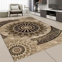 Teppich Wohnzimmer Kurzflorig Medaillon Motiv in stilvollem Design in Braun/Beige Deko,120 x 170 cm