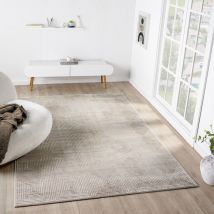 Teppich Wohnzimmer Schlafzimmer Kurzflor Baklava Design Hoch-Tief-Effekt Modern 3D ,160 x 230 cm, Taupe