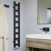 Terma - Easy Designer Bathroom Heated Towel Rail Radiator Matt Black 1280 x 200mm