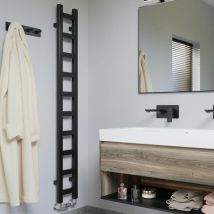 Easy Designer Bathroom Heated Towel Rail Radiator Matt Black 960 x 200mm - Black - Terma