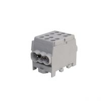 Bornier Répartiteur Gris - 160A - Cu ou Alu- 6 trous ( 2x35 et 4x25 mm² ) montage rail din