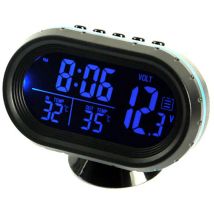 Ahlsen Termómetro Digital Para Automóvil Voltímetro Reloj Monitor De Alarma, Medidor De Automóvil Multifuncional Reloj Pantalla De Temperatura De 