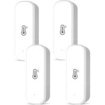 Tuya - Termómetro Higrómetro WiFi, Paquete de 4 Detectores Inteligentes de Temperatura y Humedad WiFi, Monitor Inteligente de Temperatura Ambiente