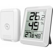 WAY - Termometro per Interni ed Esterni, Termometro Igrometro con Sonda Esterna, Termometro Igrometro Digitale Wireless con Ampio Display lcd,