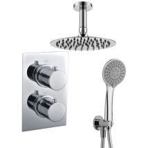 Grifo Empotrado de Ducha equipo de techo termostático pon acabado cromo brillo fabricado en latón - Kibath