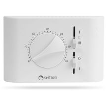 Termostato per fan coil a zona neutra – 230V – 5..35°C – IP30 – Selettore di velocità – Selettore on/off