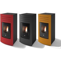 Poêle à pellets – Hydro 20 kW – Rouge – Plomberie chauffage – Caractéristique poêle, Puissance, Évacuation des fumées, Forme, Classe énergétique 