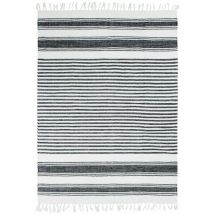 TERRA COTTON LIGNES - Tapis 100% coton lignes noir-gris-blanc 160x230