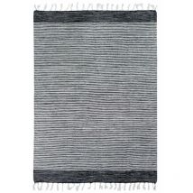 Thedecofactory - terra cotton bandes - Tapis 100% coton bandes noir-gris-blanc 160x230
