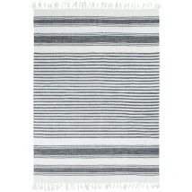 Thedecofactory - terra cotton lignes - Tapis 100% coton lignes gris-blanc 160x230