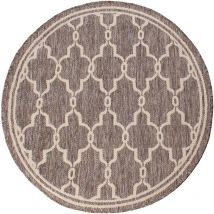 Lord Of Rugs - Terrace Spanish Tile Flatweave Outdoor Indoor Round Taupe/Natural Rug in 120 x 120 cm (4x4') Round