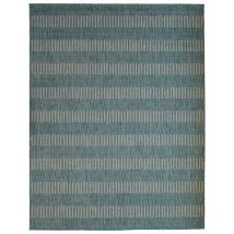 Hellin - terrain lignes - Tapis intérieur-extérieur aspect jute motif lignes bleu 133x170