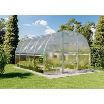 Terrando - Gewächshaus Estragon 3x4m Gewächshaus aus Metall in Silber, Anzuchthaus mit 4 mm Wandstärke Treibhaus Silber
