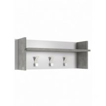 Pannello appendiabiti con ampio ripiano e 3 ganci bianco e cemento