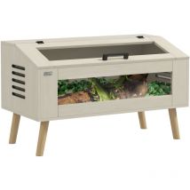 Terrarium vivarium 140L - aération latérale, fenêtres verre trempé, couvercle - bois naturel