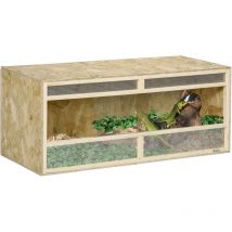 Terrarium - vivarium reptiles & batraciens - 2 portes coulissantes verre trempé - parois frontales maillées - osb métal