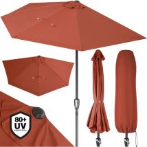 Sonnenschirm Halbrund 2,7m Groß Kurbel UV-Schutz 80+ Balkon Terrasse Halbschirm Terrassenschirm Balkonschirm Halbrundschirm terracotta - Kingsleeve