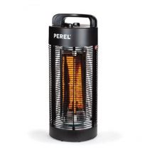 Perel - Terrassen-Heizstrahler, 1200 w, Carbon, Kippschutz, 2 Heizstufen, spritzwassergeschützt, oszillierendes Design, Metall, Schwarz