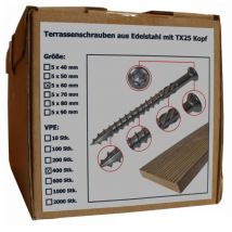 Terrassenschraube aus Edelstahl mit Torx Kopf, Größe 5 x 60 mm, Anzahl 400 Stück (pack à 400 stück) - Sanpro