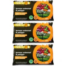 Fertilor - Terreau universel et potager pleine terre ou bac 40 litres Lot de 3