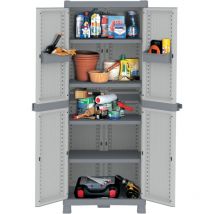 Wawe Kleiderschrank 2 Türen 70 x 44 x 181 cm – Polypropylen – 4 Regale – winddichter Verschluss – 30 kg Tragfähigkeit