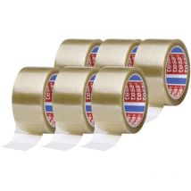 Lot de 6 rouleaux de ruban adhésif d'emballage pp 4195 - silencieux - pour l'emballage de colis et de cartons - transparent - Tesa