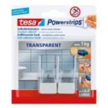 Tesa - Crochet transparent large blanc Powerstrips 58811-00000-20 transparent, blanc 2 pc(s)