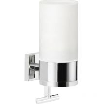 Deluxxe set distributeur de savon, verre dépoli et métal chromé - distributeur de savon liquide pour montage mural sans perçage, solution adhésive