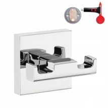 Deluxxe Double patère de la salle de bain, sans perҫage, adhésif, inoxydable, 5,0cm x 6,0cm x 4,4cm - Tesa