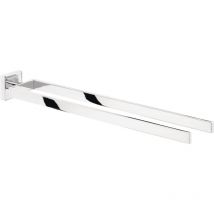 Tesa - deluxxe Bad Handtuchhalter, 2-armig, verchromt - rostfrei, zur Wandbefestigung ohne Bohren, inkl. Klebelösung - 448 mm x 74 mm x 50 mm