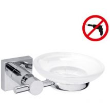 Hukk Soap dish, chromed metal, easy to install without drilling (40256-00000-00) - Tesa