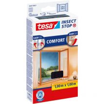 tesa Insect Stop COMFORT Moustiquaire pour fenêtre - Moustiquaire auto-adhésive avec bande Velcro - Moustiquaire sans percer - anthracite