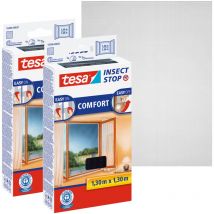 2x Insect Stop comfort Moustiquaire pour fenêtre - Moustiquaire auto-adhésive avec bande Velcro - Moustiquaire sans percer - anthracite