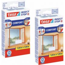 Tesa - Insect Stop comfort Fliegengitter für Fenster - Insektenschutz mit Klettband selbstklebend - Fliegen Netz ohne Bohren - weiß (leichter