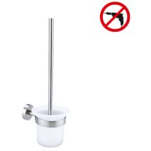 Tesa Moon Brosse Wc En Verre Avec Support Mural En Acier Inoxydable Mat, Pose Facile Sans Perçage (40302-00000-00)