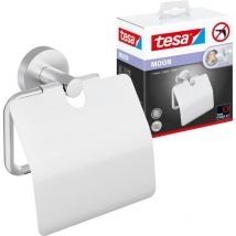 Moon Porte-rouleau de papier toilette avec couvercle, chromé - Porte-rouleau de papier toilette pour montage mural sans perçage, avec solution