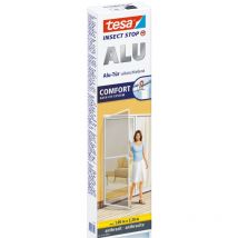 tesa Insect Stop ALU COMFORT Moustiquaire pour portes - Moustiquaire avec cadre aluminium & Clear View - Moustiquaire de porte - Anthracite, 100 cm x
