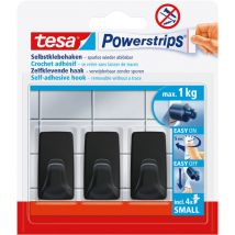 Tesa - Powerstrips Crochets adhésifs Small Square - 3 x crochets muraux autocollants - pour carrelage, verre, plastique et autres surfaces - 1 kg de