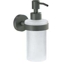 Moon grey Seifenspender, matt grau, Pumpspender aus satiniertem Glas, 200 ml - für Bäder im Industrial Style und moderne Badezimmer - bohrfrei, inkl.