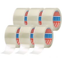 6x Tesa pack 64014 ruban adhésif transparent pour colis - ruban adhésif silencieux pour l'emballage - ruban d'emballage pour colis et cartons