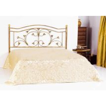 Spazio Casa - Testata Letto Singolo In Ferro Battuto Foglie Colori Ferro: Rosa - Shabby Chic