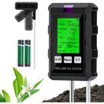 Jalleria - Testeur de pH du Sol 6 en 1, Testeur pour Humidité/Fertilité/pH/Température/Lumière/Humidité Ambiante