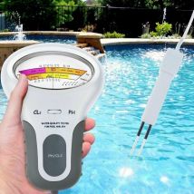 Testeur électronique de qualité d'eau pour piscine, mesurant le pH et la teneur en chlore, avec câble de 13 cm.