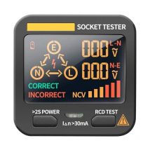 Sunxury - Testeur de tension Écran lcd numérique Testeur de prise intelligent Prise ue Détecteur rcd Électroscope de polarisation pour prise secteur