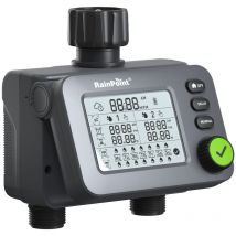 Coocheer - rainpoint Ordinateur d'irrigation 2 sorties avec entrée et sortie, minuterie de jardin programmable avec retard de pluie, système