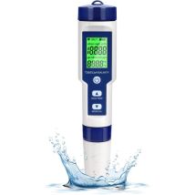 Ersandy - Testeur ph Electronique, Testeur Eau Piscine 5 en 1 avec Rétro-éclairage, PH/TDS/EC/Salinité/TempmèTre avec atc, ph Metre Haute Précision